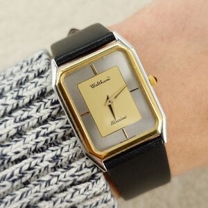 Waltham Maxim Quartz Two-Tone Swiss Vintage Dress Watch 25mm Tank Square Unisex